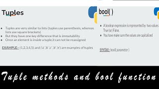 Tuple Methods and bool function | Python Programming for Beginners