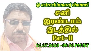 சனி இரண்டாம் இடத்தில் Part - II   by Dindigul P.Chinnaraj Astrologer INDIA