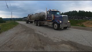 Hauling manure with the tractor trailer truck