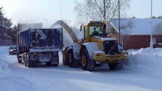 Snowblower on a Volvo L120E  snölastare  Svedala-Arbrå på en L120E