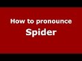 How to pronounce Spider (American English/US) - PronounceNames.com