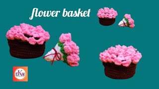 ⚡💯👍 A wonderful crochet flower basket idea ! 🌹 কুশিকাটার ফুলের ঝুড়ি ll 💯