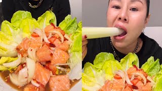 มาจวดจาด..🌶️🌶️ยำแซลมอนกันจ้า spicy ￼ Raw salmon salad 24.11.24Ep58