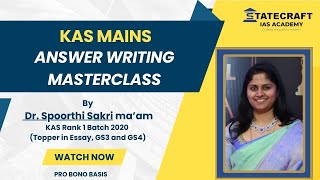 Dr. Spoorthi Sakri, Rank 1 KAS 2020 - KAS Topper's Talk | Statecraft IAS