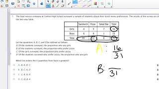 NJSLA Algebra 1 Practice Two Way Tables