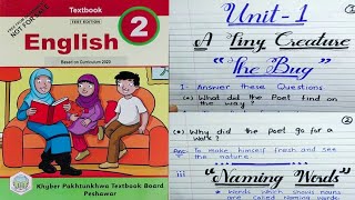 Class 2 new course English Unit 1 A tiny Creature The Bug Lesson, Question answers, kpk  board 2021