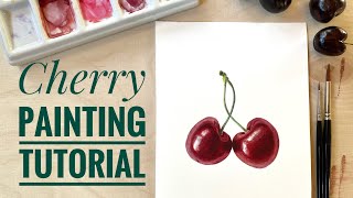 Realistic Cherry Watercolor Tutorial | How to Paint Cherries