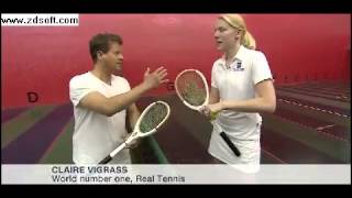 TV presenter Mike Bushell tries real tennis with a trench