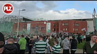 WATCH: Celtic fans celebrate title win outside Celtic Park