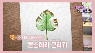 수채화 일러스트 빈티지 초록식물 그리기 튜토리얼 🎨 watercolor painting tutorial