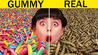 GUMMY VS REAL FOOD CHALLENGE || Funny Food Challenges