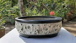Membuat pot bonsai relief motif batu karang
