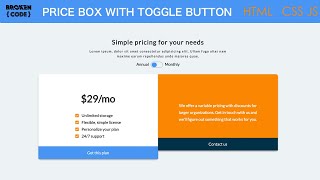 Price Page with Toggle Button using CSS and Javascript