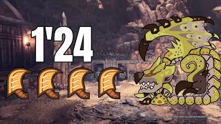 4 Baguettes vs Gold Rathian 1'24 | MHW Iceborne