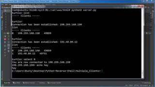 Python Reverse Shell Tutorial 15 Running the Multi Client Program Live