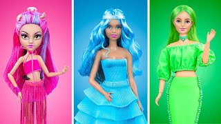 Color Challenge! 18 Everything in One Color Barbie DIYs