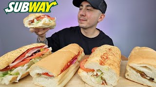 EATING Subway Sandwiches (Pizza Melt Sub + Meatball Marinara) MUKBANG