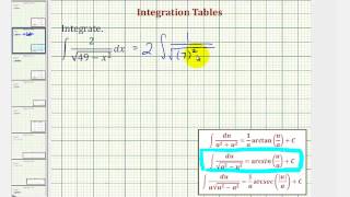 Ex: Integration Tables - Basic Integration Involving sqrt(a^2-u^2)