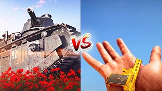 Giant Armored Tank VS smallest pistol in the world (WHO WINS?)