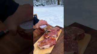 Reverse Seared Steak Sandwiches - charcoal rub medium rare new-york strip - outdoor cooking