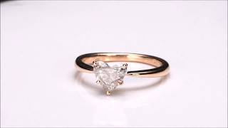 Rose Gold Heart Shaped Solitaire Single Diamond Engagement Ring Single