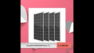 BougeRV 800W(200W*4pcs) 12V Mono Solar Panel