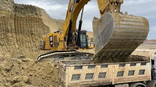 Huge Caterpillar 6015B Excavator Loading Mercedes \u0026 MAN 4 Axle Trucks - Sotiriadis Mining Works