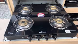 Sunflame prime 4br Ai || double dip tray prime 4 burner gas stove ￼