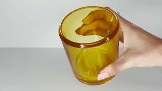 YELLOW BEVEL EDGE WITH THICK BASE CANDLE JAR   300MLS