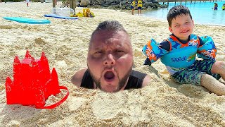 FAMILY FUN BEACH DAY at Disney Castaway Cay! Caleb & Dad Play in The Sand!