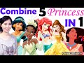 Combine 5 Disney Princess into 1 | Ariel, Belle, Tiana, Jasmine, Pocahontas Art Challenge | Mei Yu