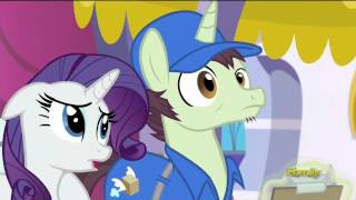 Rarity sweet talks the mail pony