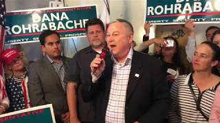 Rep. Dana Rohrabacher addresses supporters on primary election night