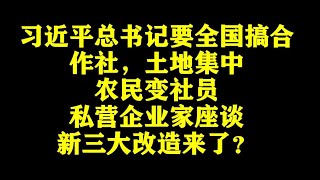 习近平新三大改造：要求全国大搞农业合作社，土地集中，农民变社员，私营企业家座谈，意味明显