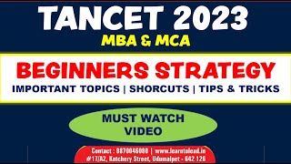 BEGINNERS STRATEGY for TANCET 2023 | MBA \u0026 MCA | PART 1