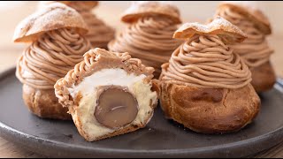 モンブラン・シュークリームの作り方 Mont Blanc Cream Puffs：Chou à la crème｜HidaMari Cooking