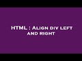 HTML : Align div left and right