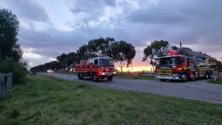 CFA/FRV footage of a 2A shed fire + a make tankers 10 response from the CFA