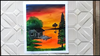 Easy Scenery Poster colour painting #shorts