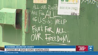 Dozens of road signs vandalized in Arlington County