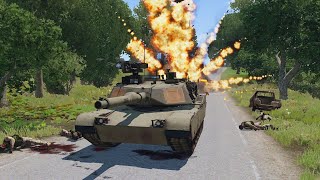 Brutal Massacre! Ukraine Lend-Lease M1A2 ABRAMS Surprises Russian PMC Wagner Mercenaries - ARMA 3