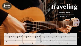 traveling - Hikaru Utada [Free TAB] ( Fingerstyle Guitar Solo )