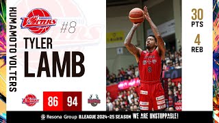 Tyler Lamb 30-Point Game Kumamoto Volters vs. Bambitious Nara | B.LEAGUE 2024-25 SEASON B2