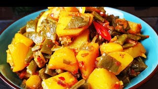 Kartoffeln Rezept mit Grüne Bohnen \\Vegane \\Vegetarische Rezepte\\Aloo Phaliyan Recipe.