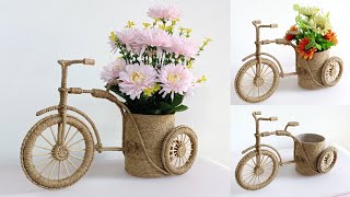 Jute Cycle Flower Vase | DIY Planter with jute rope | DIY Jute Craft Decoration Ideas | Flower Vase