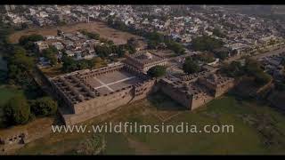 Gujarat : aerial view of Sarkhej Dargah, Ahmedabad city residential developments