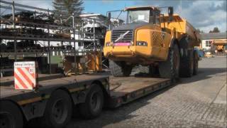 Loading of VOLVO Dumper A 40 on low-bed trailer.