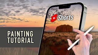 IPAD PAINTING TUTORIAL - Uluru Australian Sunset Landscape in Procreate #Shorts
