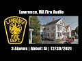 Lawrence 3-Alarm Fire Audio 12/30/2021 [Massachusetts]