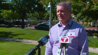 Ada County Sheriff press conference after officer shot, manhunt for suspect